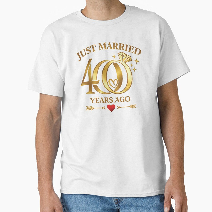 Just Married 40 Years Ago ,40th Anniversary Gift by CloudyPress