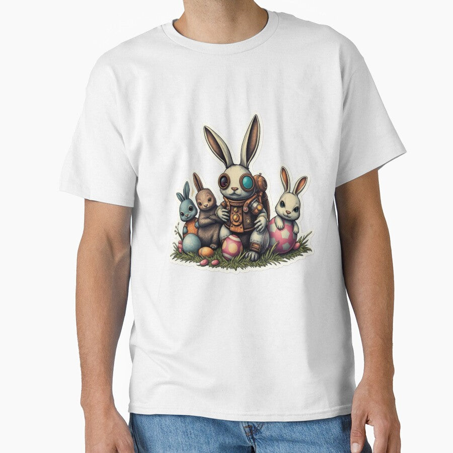 Cute Easter futuristic bunnies in the grass with eggs sticker,Happy Easter,Easter Day,Cute Easter by Expressions-Sel