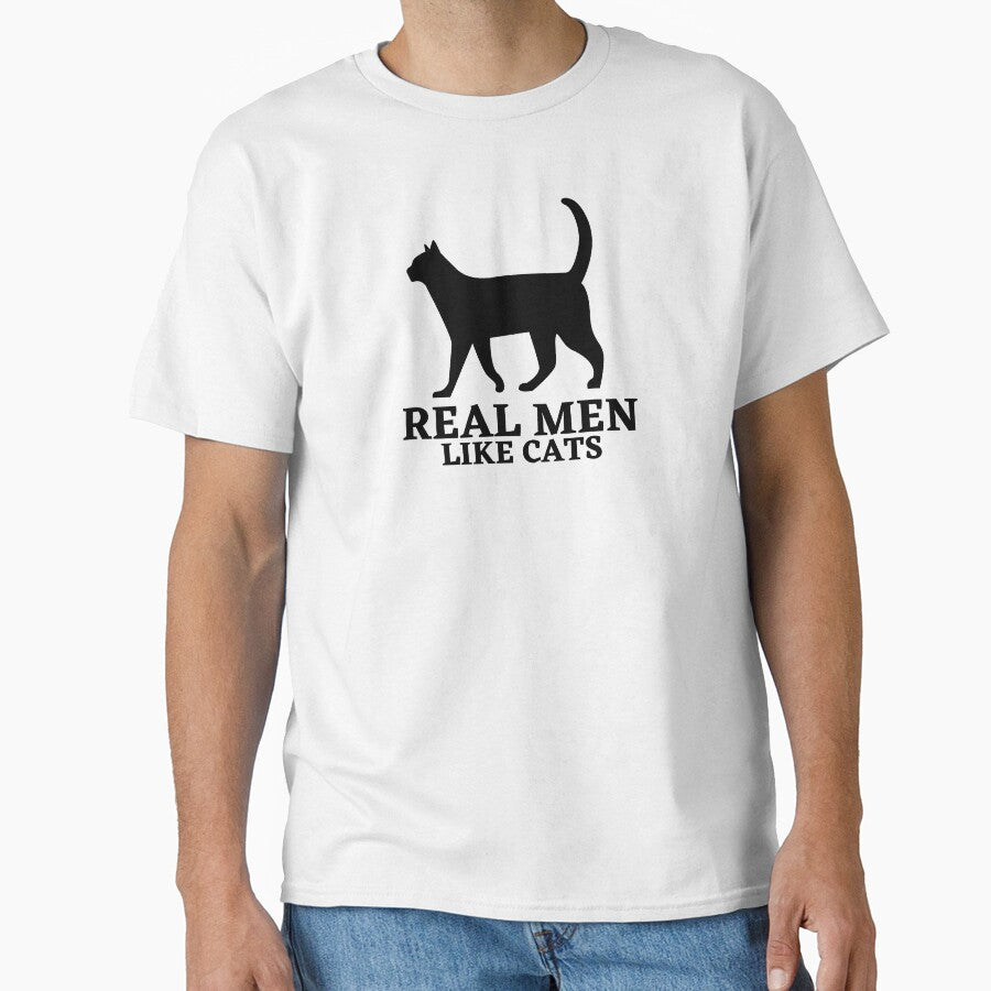 Real Men like Cats, Husband ,Dad Gift ,love Funny Geek , Mens Womens Ladies Youth Kids Cat Kitten Meow,black and white by Orgoss