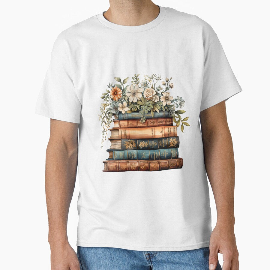 Floral stack of vintage school books by PawsandPages