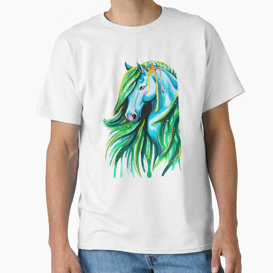 Watercolor Blue and Green Kelpie Horse by Lady-Lilac