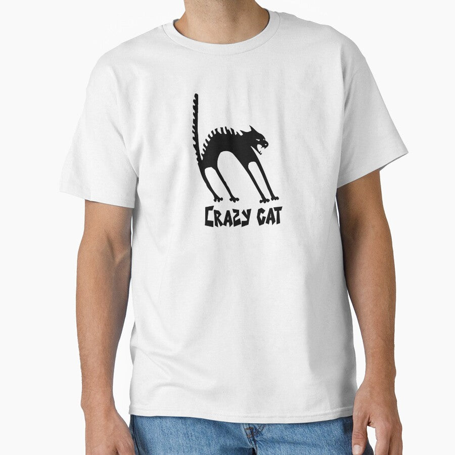 Crazy Cat – Funny Black Cat Retro Illustration Sticker by CozyLineStudio