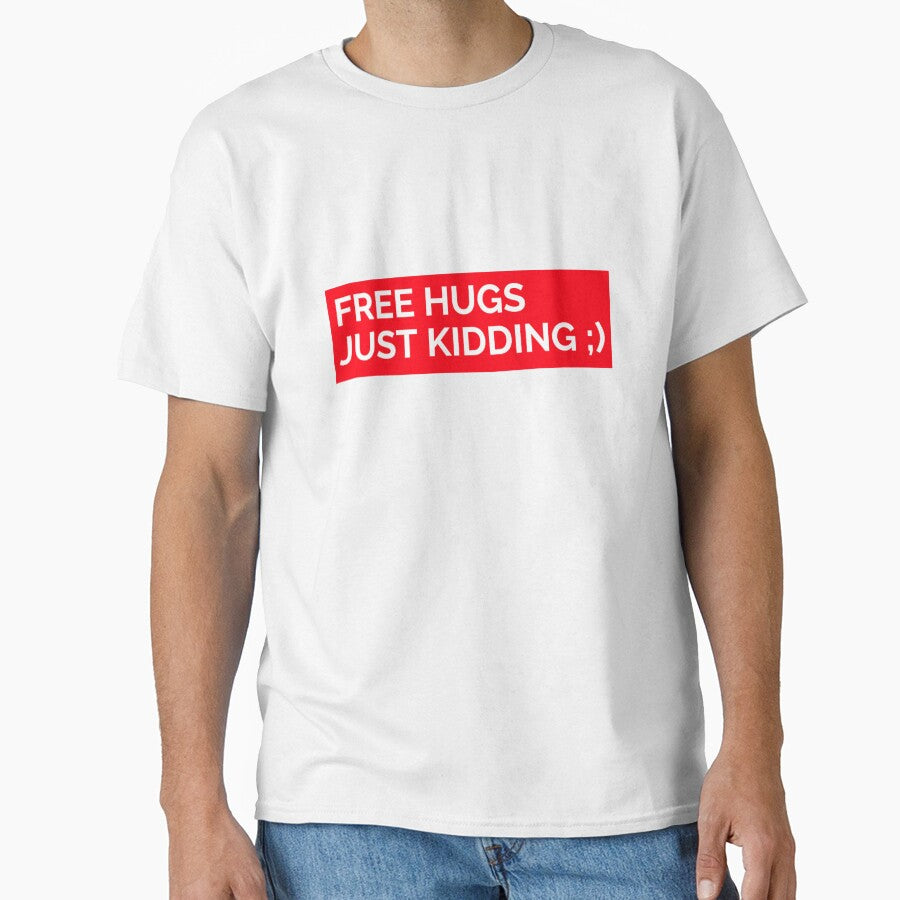 Free Hugs Just Kidding Sticker by bestfunonline