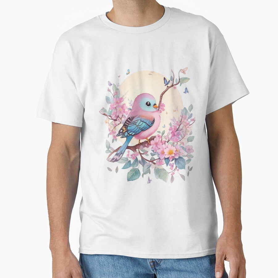 Charming pastel bird with coffee design – spring motif for alert, curious & cheerful home vibes by CoolContent Factory