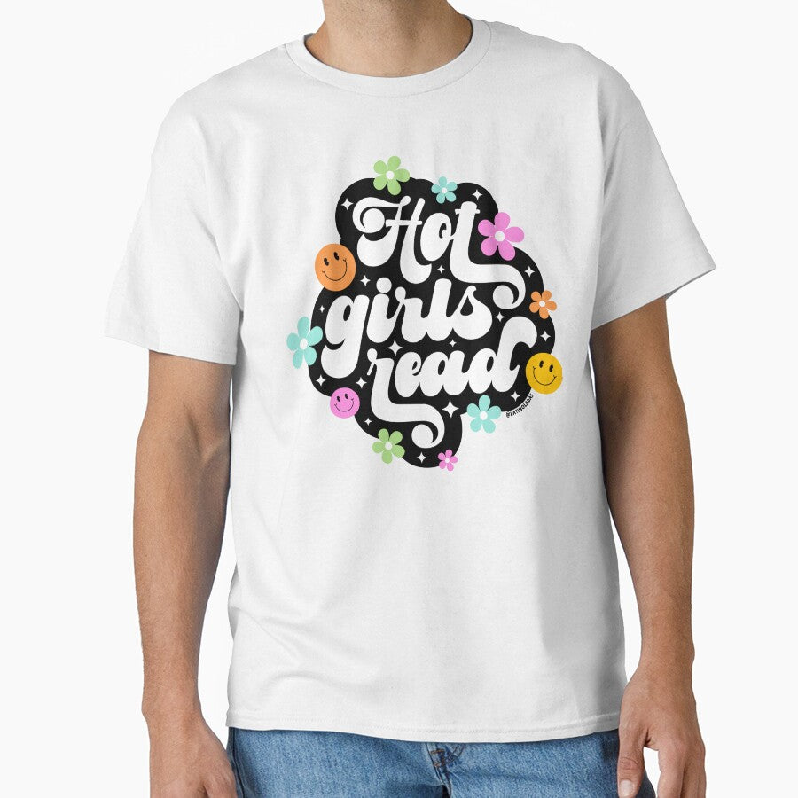 Hot Girls Read / Groovy Smiley Faces Daisies Flowers in Black Colorful Bookish Quotes Reading Lover Aesthetic Gifts for Kindle Lovers Acotar by Latinoladas