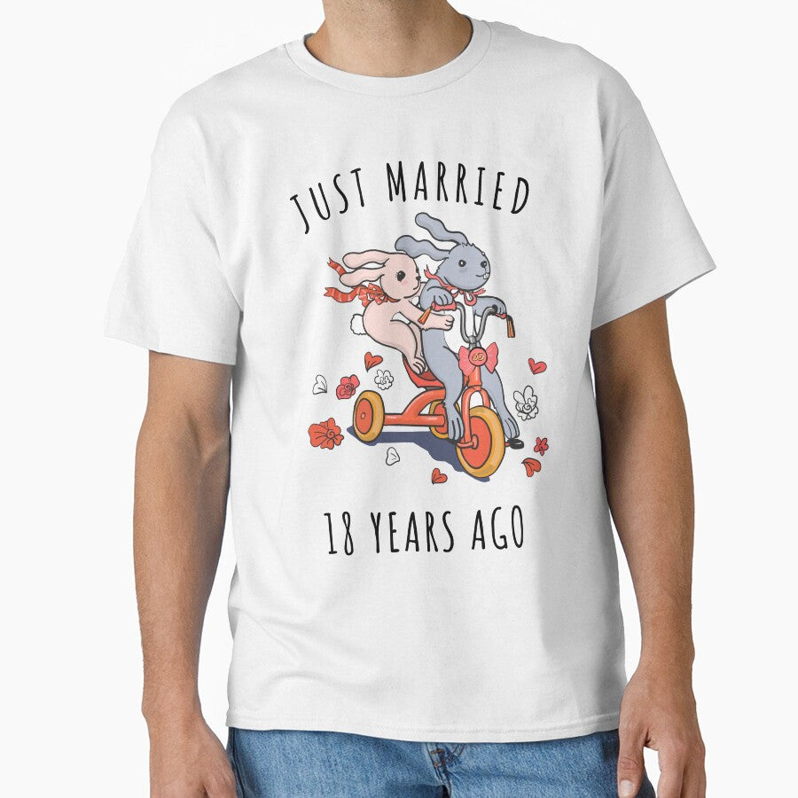 Just Married 18 Years Ago - 18th Anniversary Couple Bunnies Tee, Phone Cases And Other Gifts by MemWear