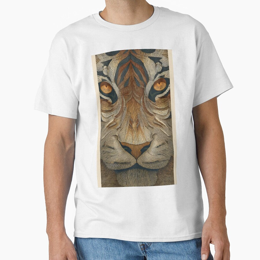 Psychedelic Tiger Face Art | Trippy Engraved Tiger | Boho Earthy Animal Poster by ayatstudio