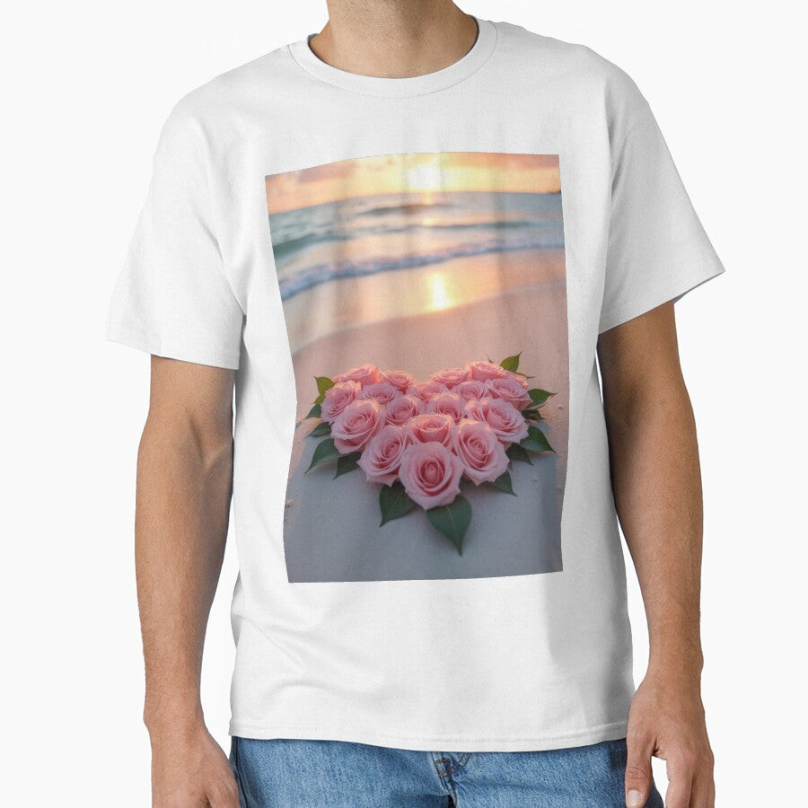 Valentines Day pink heart of roses on the beach landscape, valentine  landscape,valentine art,valentine design by Expressions-Sel