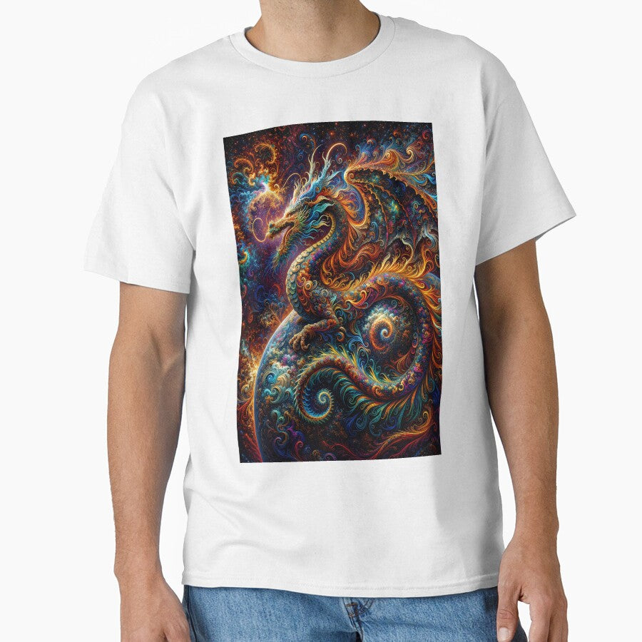 Psychedelic Cosmic Dragon – Vibrant Celestial Fantasy Dragon Art by DrakariArt