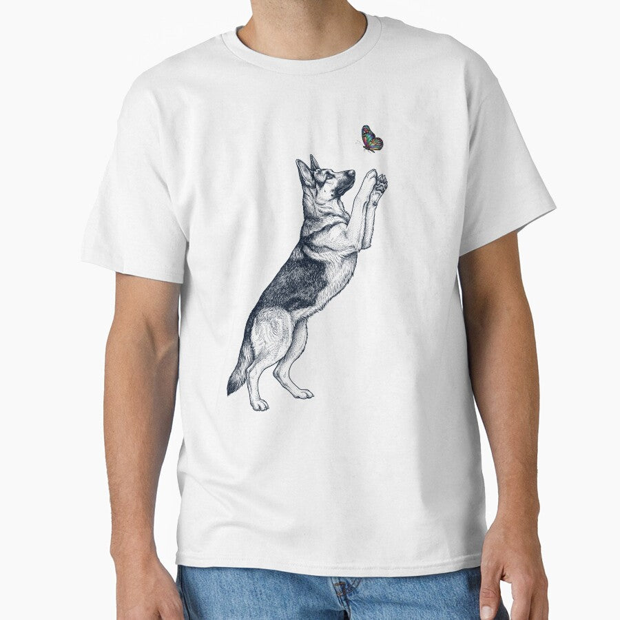 Vintage German Shepherd with Butterfly Dog Mom Owner by TerryConnells