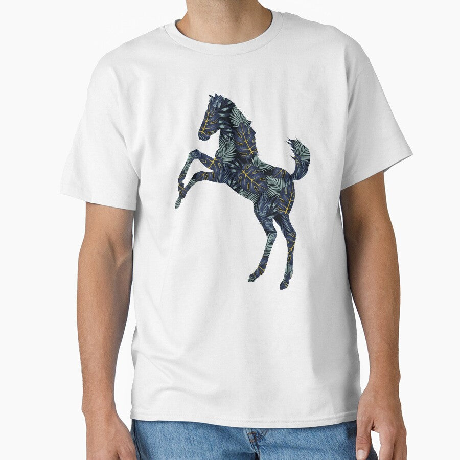 Mustang Horse Palm Tree Monstera Leaves Pattern by SoccaTamam