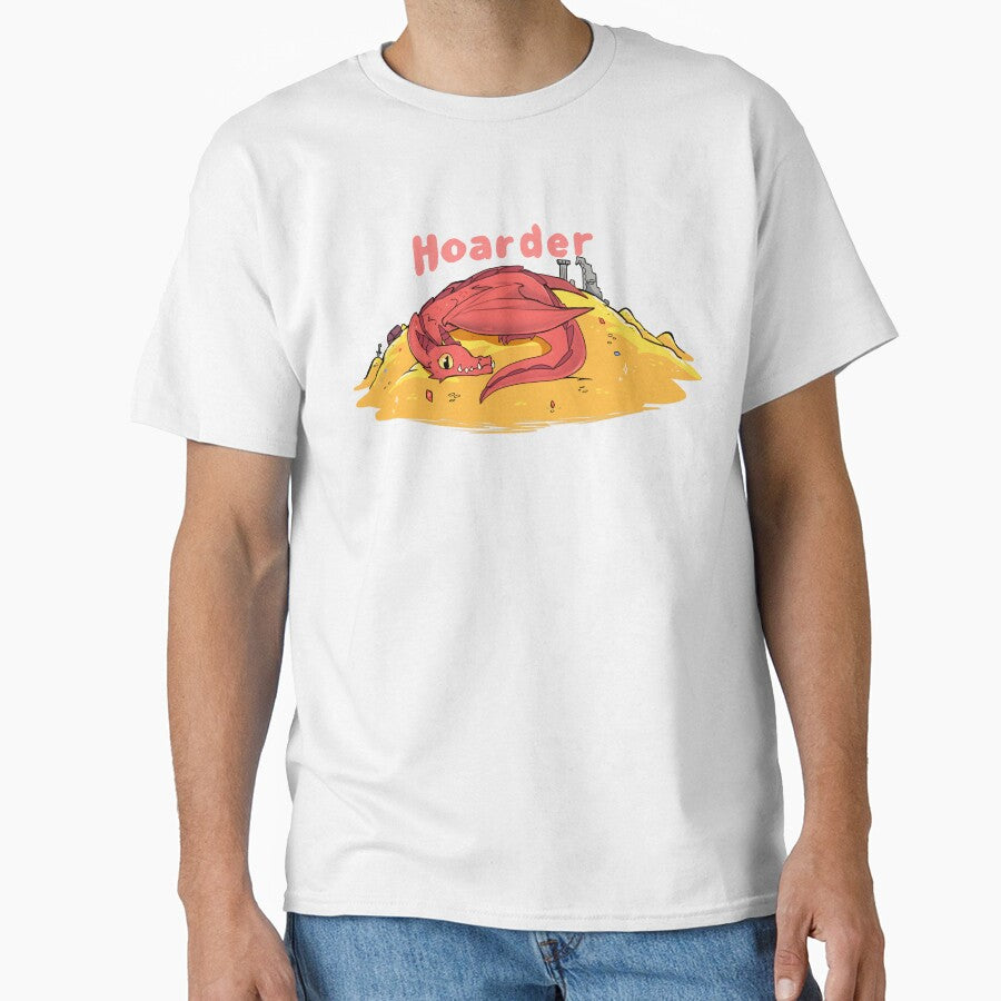 Cute Hoarder Red Dragon on Gold Pile T-Shirt by Louise Nilsson