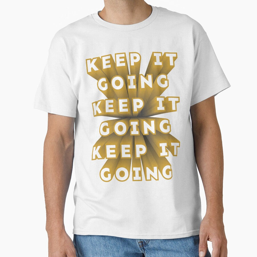 Keep It Going repeated 3D text gold white by hockeng