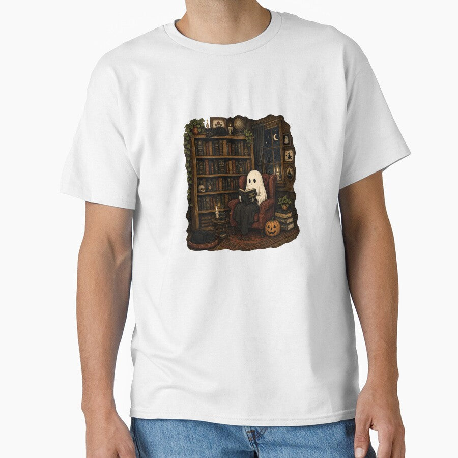 Cozy Ghost Library Dark Academia Art by PineyCoveCo
