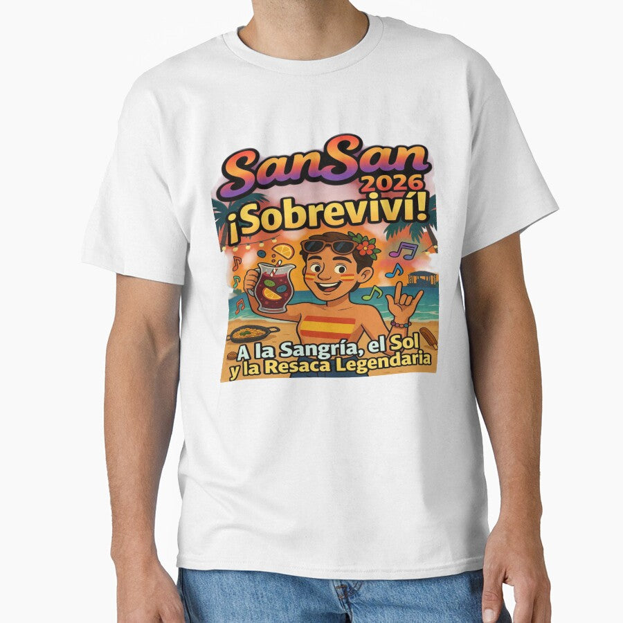 SanSan Festival 2026 Survivor Shirt – Funny Spanish “¡Sobreviví!” Sangria Party Tee, Indie Music Festival Outfit, Summer Beach Vibes Graphic by Sushikidsntod