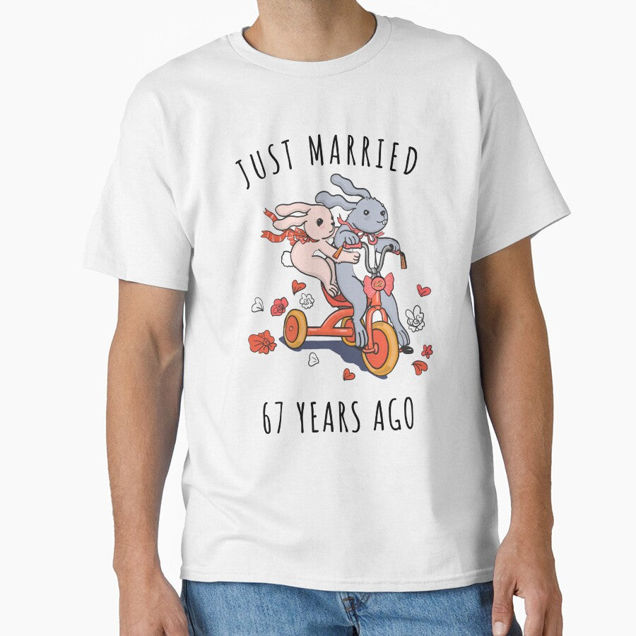 Just Married 67 Years Ago - 67th Anniversary Couple Bunnies Tee, Phone Cases And Other Gifts by MemWear