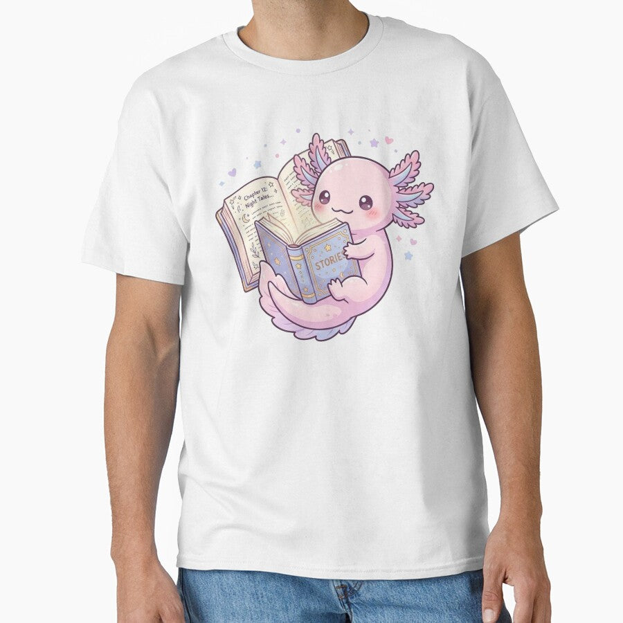 Kawaii Axolotl Reading Magic Stories by Visual Dept.