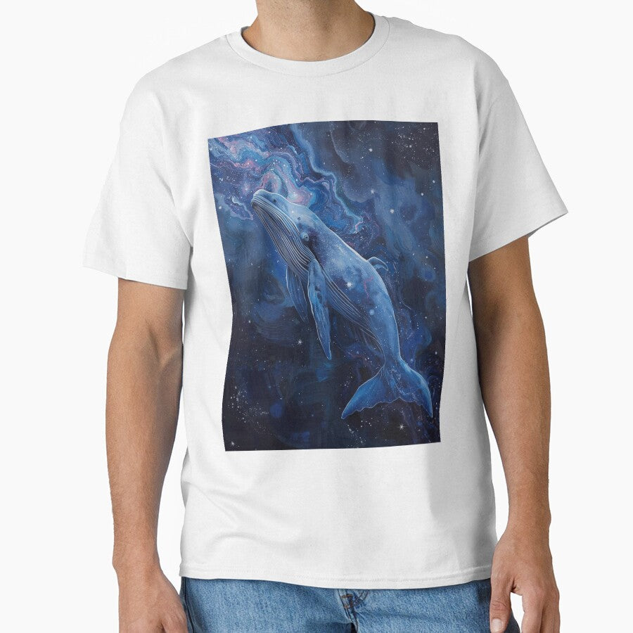 Cosmic Whale Galaxy Art – Space Whale Swimming in Nebula Stars Dreamy Fantasy Print by TitanRN