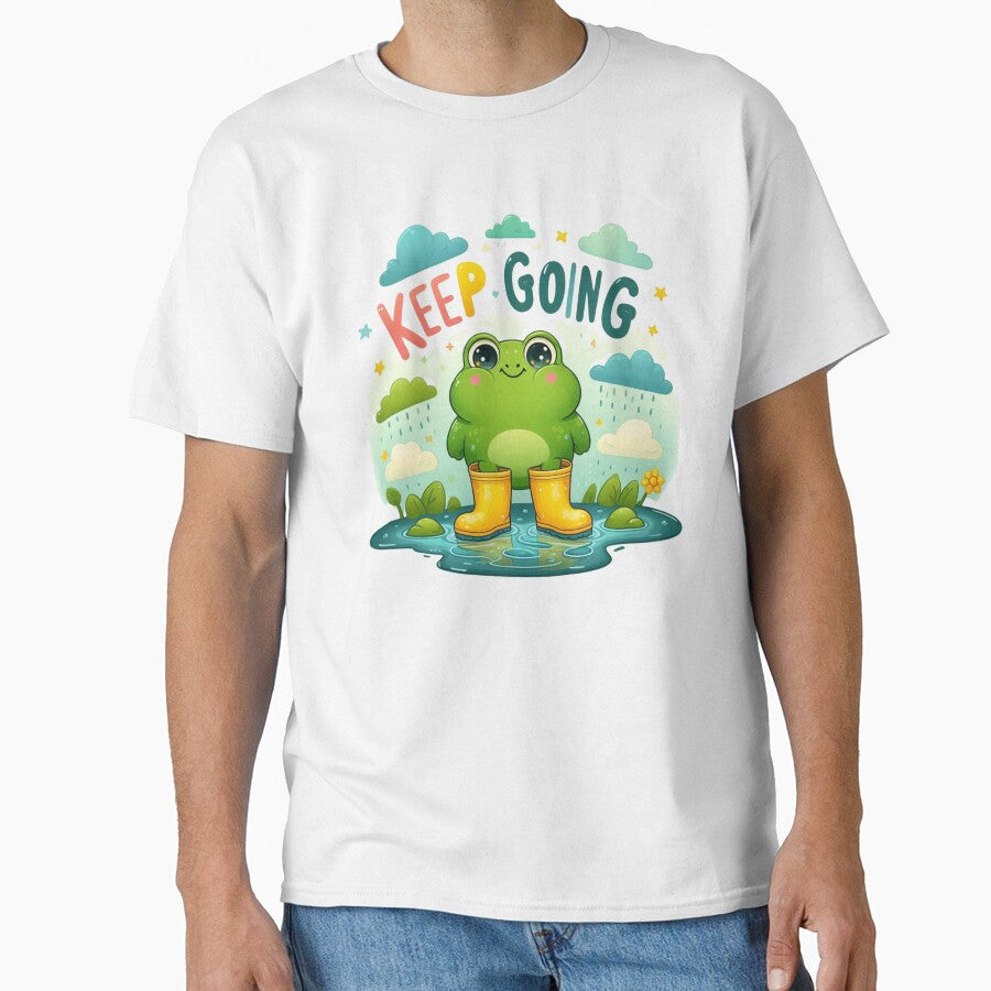 Keep Going Cute Frog in Rain Boots Kawaii Motivation by carestazafeli
