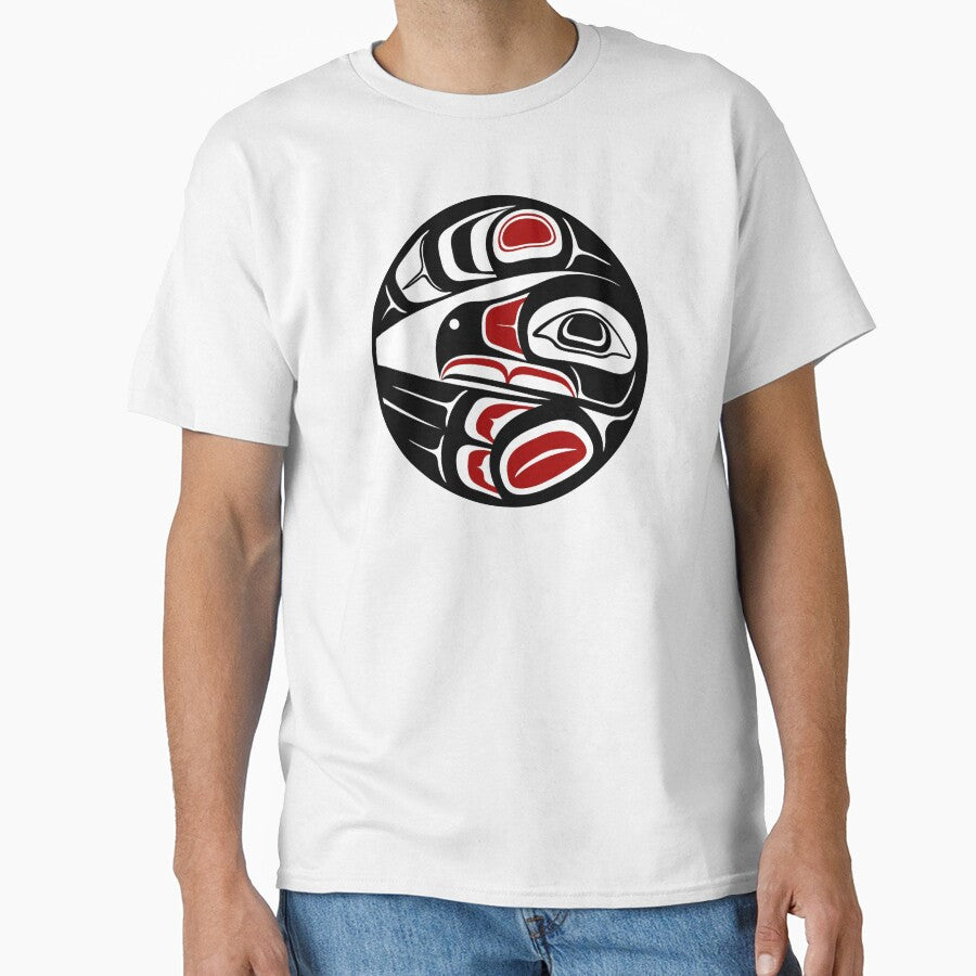 Raven Moon, formline circle, sun, bird, thunder, eagle, crow, haida, salish by cascadiadesigns