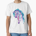 Watercolor Pink and Blue Horse by Lady-Lilac