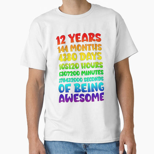 12 Years of Being Awesome - Time Flies Fun Birthday Milestone Design by Sun Sand & Sea Art