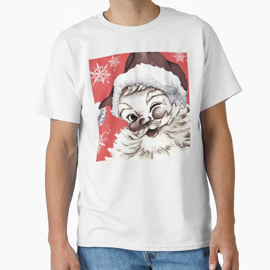 Vintage Santa Claus with Snowflakes on Pink by Coffee Lifestyle