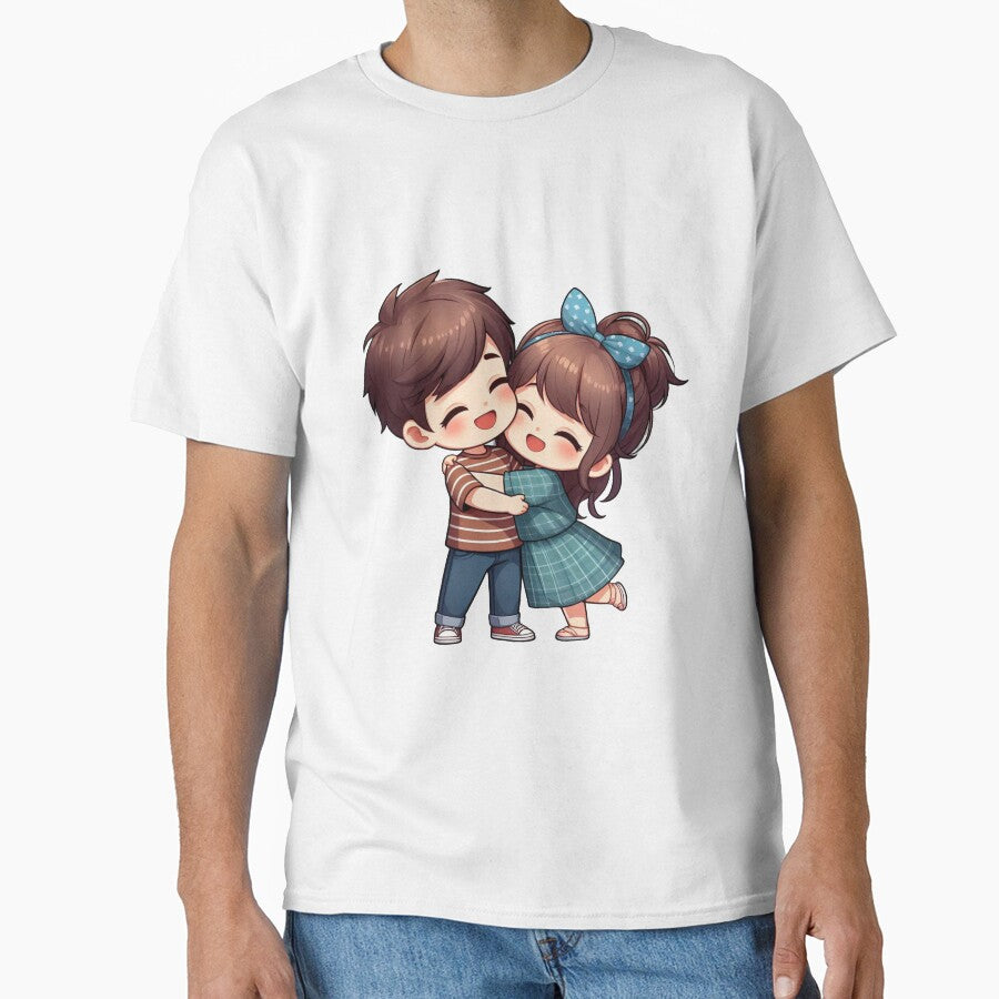 Cute Couple Hugging Each Other – Romantic Illustration of Love and Affection by TrendyDesign159