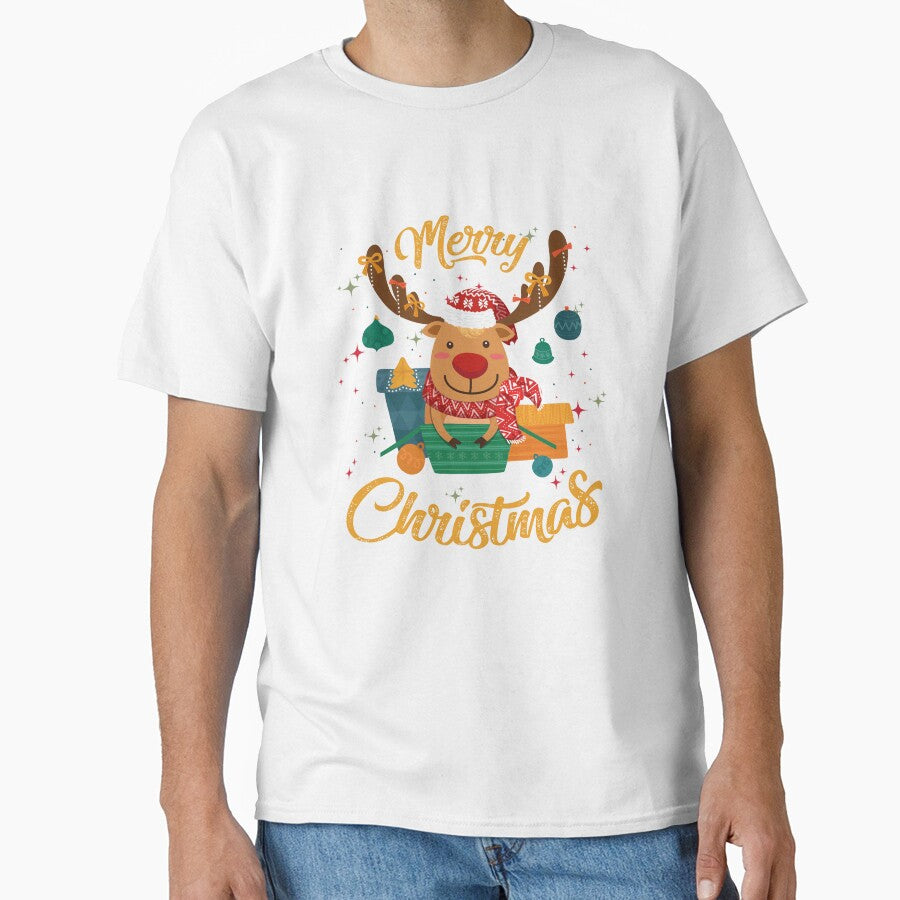 Merry Christmas With Reindeer And Gifts by UnknownArtistt