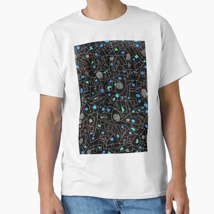 Space Party, Blue, Black, And Green Abstract Art by ubustudio