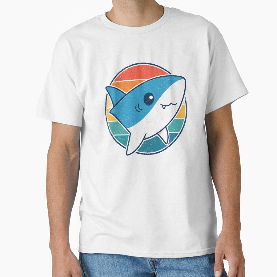 Cute Retro Baby Shark Cartoon Vintage Ocean Lover by Moizento