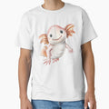 Cute Watercolor Pink Axolotl Swimming - Kawaii Animal Art by VineVibe16Studio
