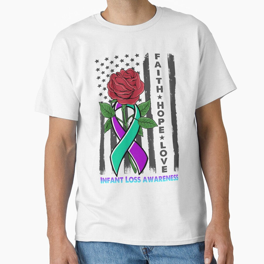 Faith Hope Love Infant Loss Awareness American Flag by Kohend