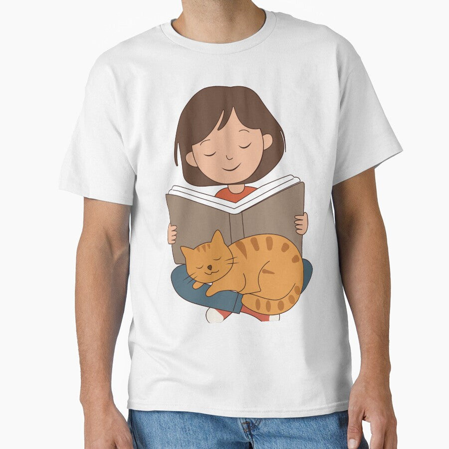 Cozy Reading Time with Cat - Bookworm Girl by TatinkaArtskill