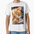 Content Orange Cat Curled Up Sleeping Peacefully Cozy Warm Art by Drissakembili