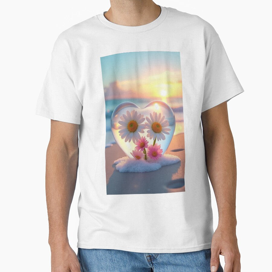 Valentines Day heart with daisies on the beach, valentine  landscape,valentine art,valentine design by Expressions-Sel