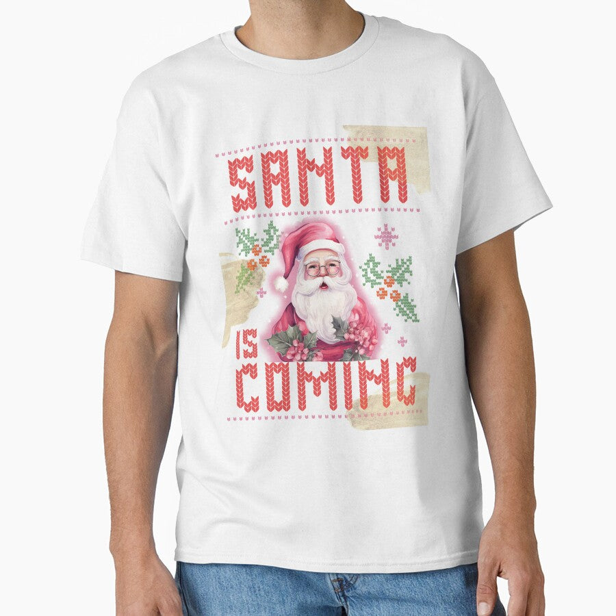 Christmas Sweater Pink Santa Santa Claus Is Coming Pink Christmas Santa Claus Movie by OliveAndSnow