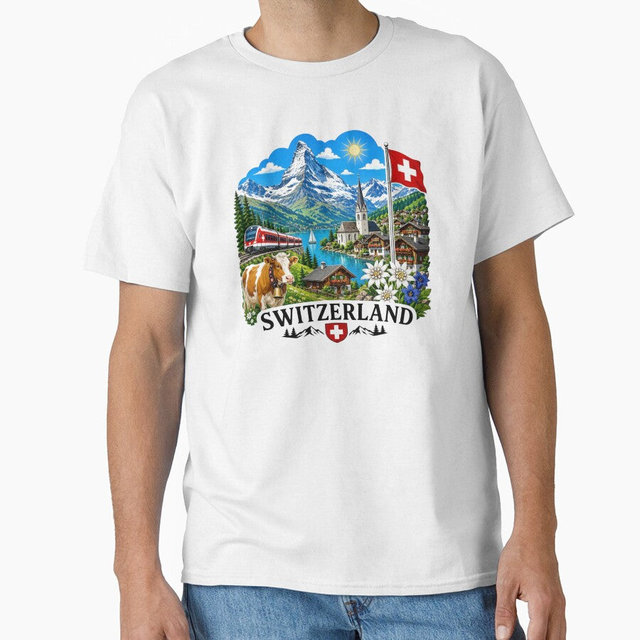 Switzerland Alpine Village & Matterhorn by Myra365Art