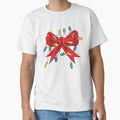 Red Christmas Bow Strangled by Festive String Lights - Hand Drawn Holiday Chaos by Twisted-Type-Co