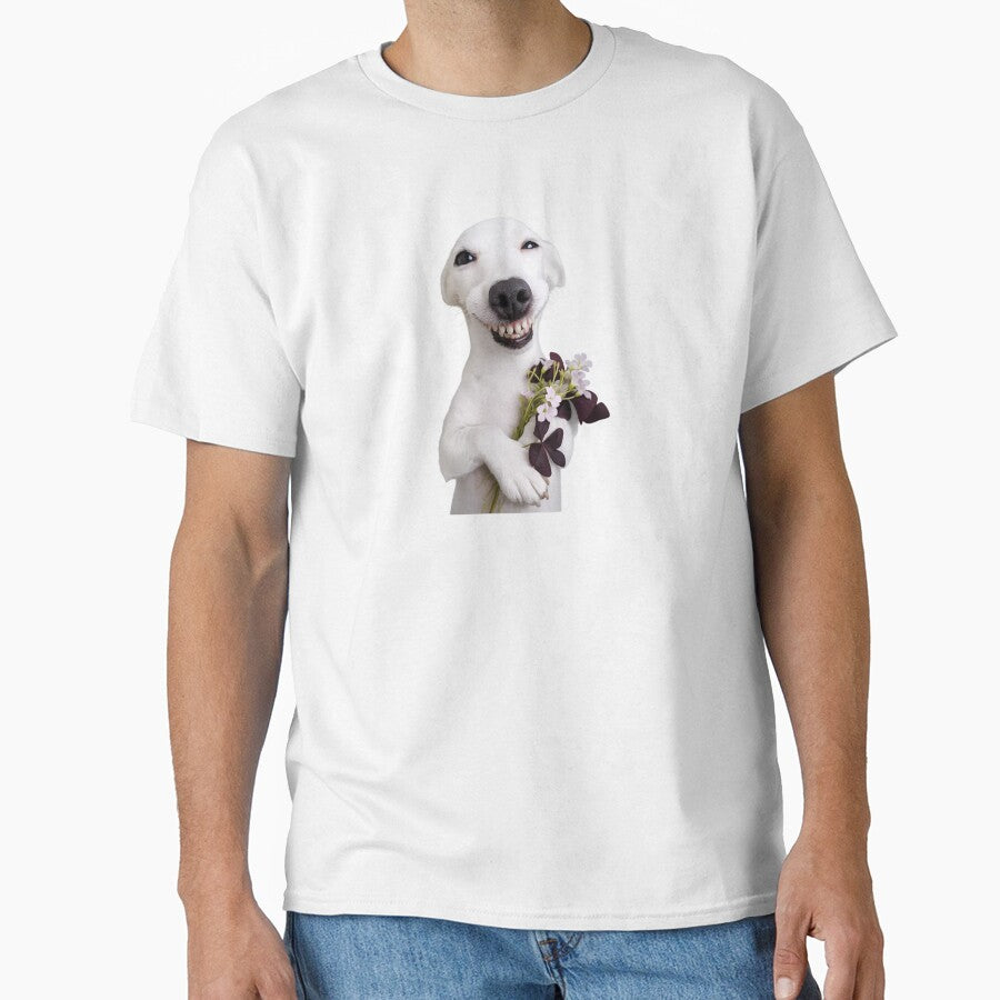 Cute smiling dog with flower by t-patterns
