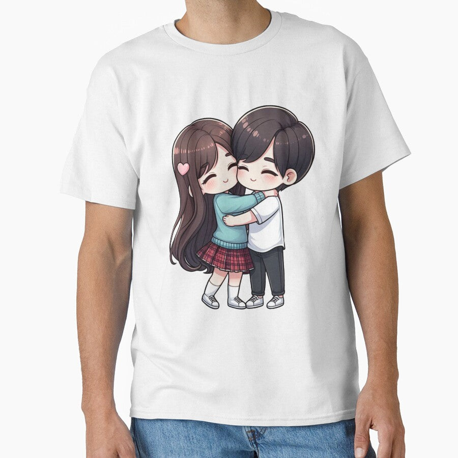 Cute Couple Hugging – Romantic Love Illustration, Sweet Couple Art for Gifts & Decor by TrendyDesign159