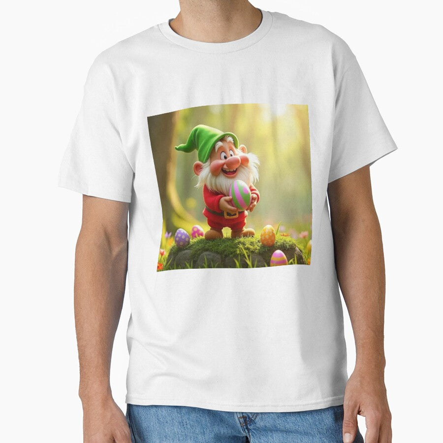 funny easter dwarf with colorful egg in a meadow,Happy Easter,Easter Humor,Easter Day,funny easter design by Expressions-Sel
