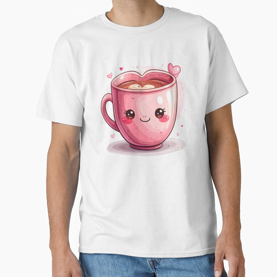 Cute Pink Heart Coffee Mug – Kawaii Valentine Love Illustration by Beamiverse