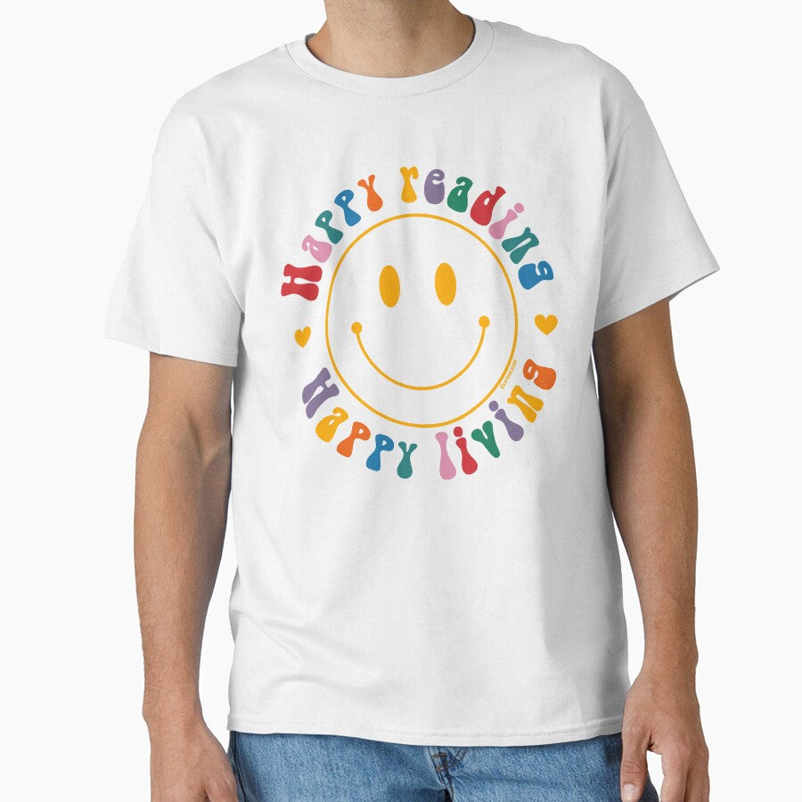 Happy Reading Happy Living / Bookworm Smiley Face Happy Colors Book Lover Aesthetic Reading Enthusiat Quote For Kindle Readers Tbr Booktok by Latinoladas