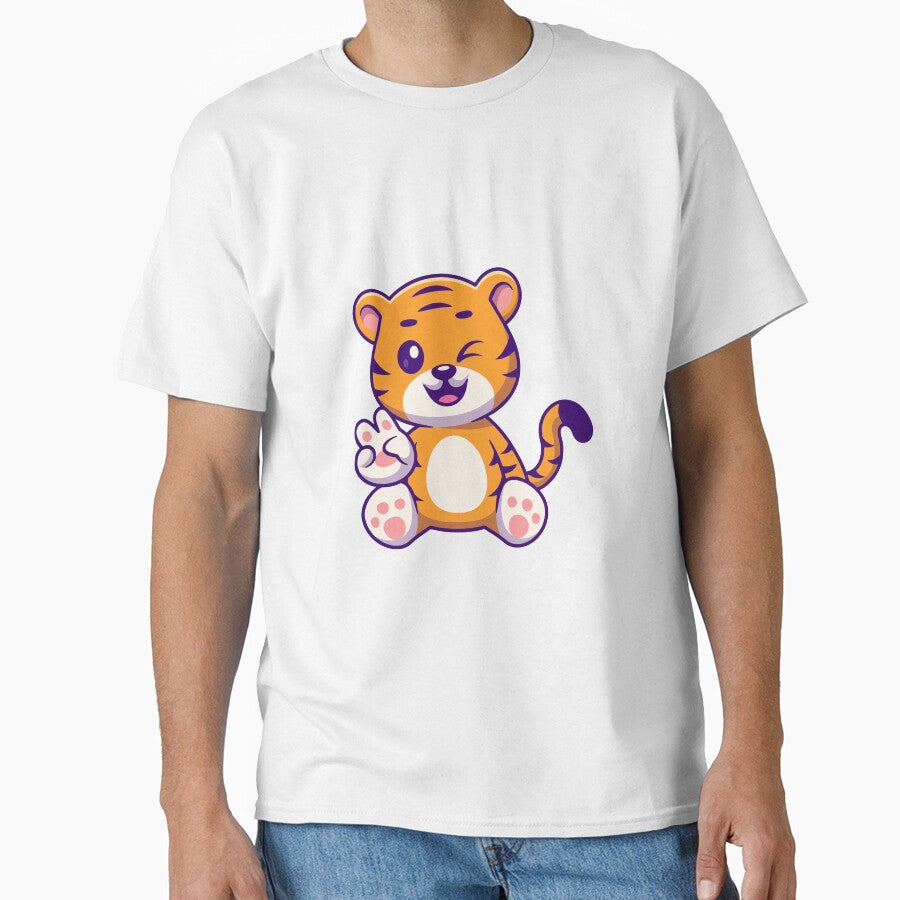 Cute Sitting Baby Tiger Winking and Waving by earthshotr