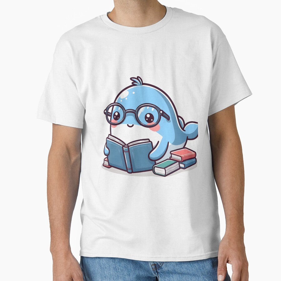 Kawaii Whale Reading A Book Wearing Glasses by CanvasCutie