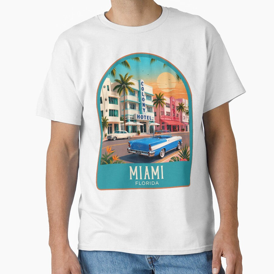 Miami Vintage Travel Illustration by HomeLivingCo