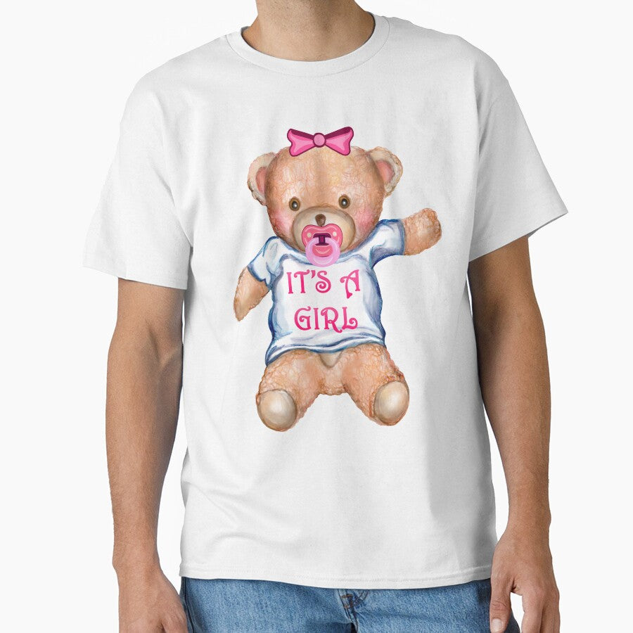 It's A Girl Teddy Bear with Pacifier by Deborah Camp