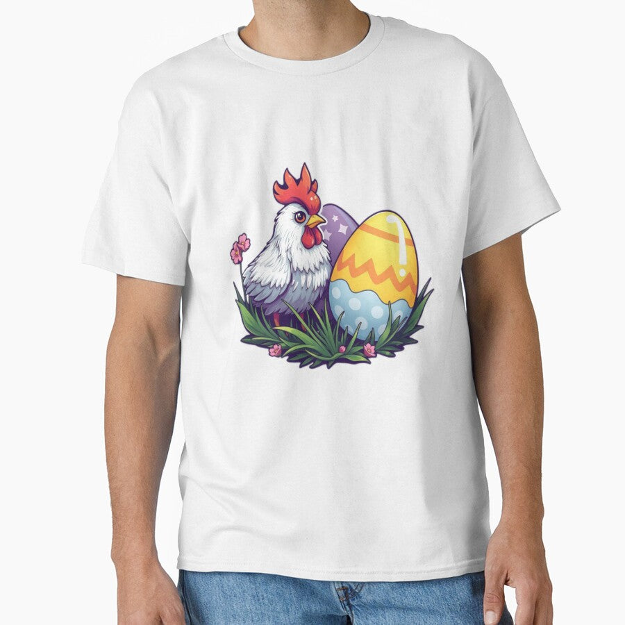 cute Easter chicken with colored eggs Sticker,cute easter,Happy Easter,Easter Day,easter illustration by Expressions-Sel