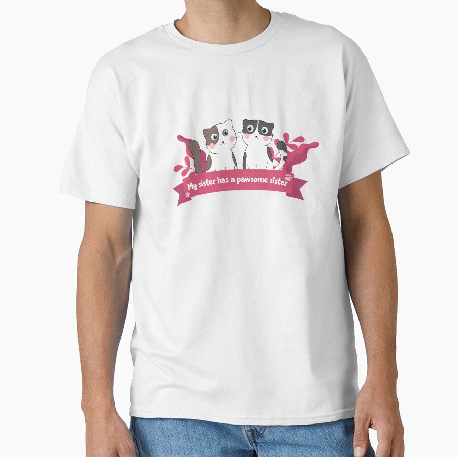 My sister has a Pawsome sister Sisters Day Best Friends Cat Meow Paw Design by QuanJewelry